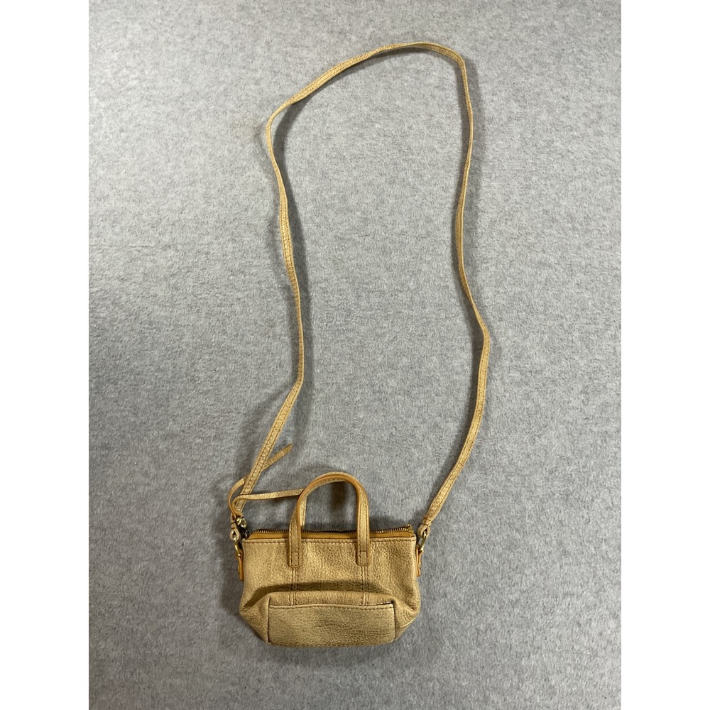 Hobo The Original Metallic Gold Leather Micro Crossbody Mini Bag Dual Handle